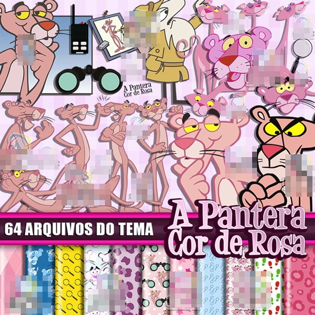 Kit Digital Pantera Cor de Rosa em Png 1