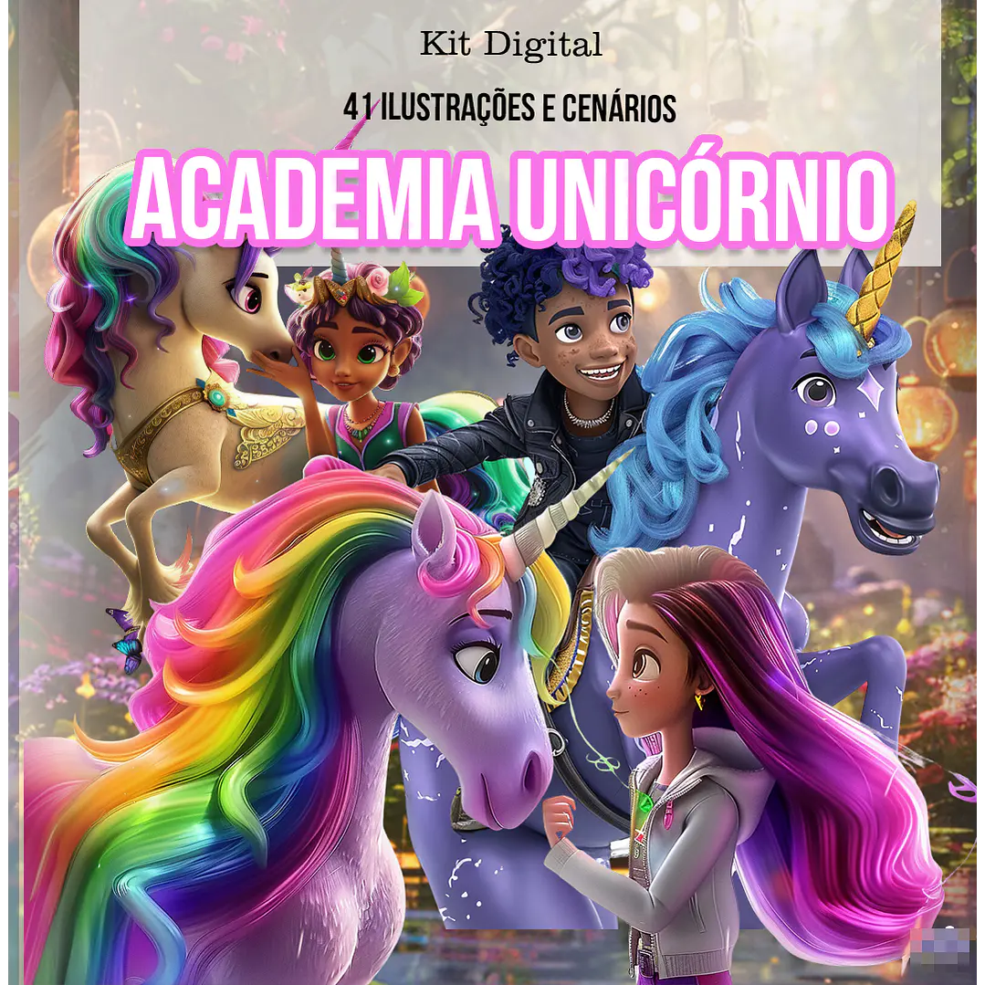 Kit Digital Academia Unicórnio Arquivo em Png 1