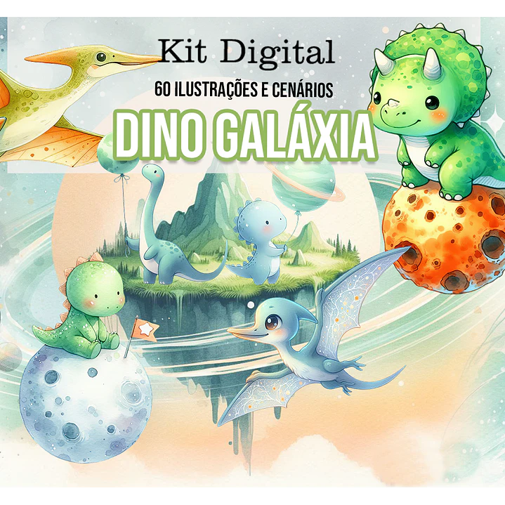 Kit Digital Dinossauro Galaxia Dino Arquivo em Png  1