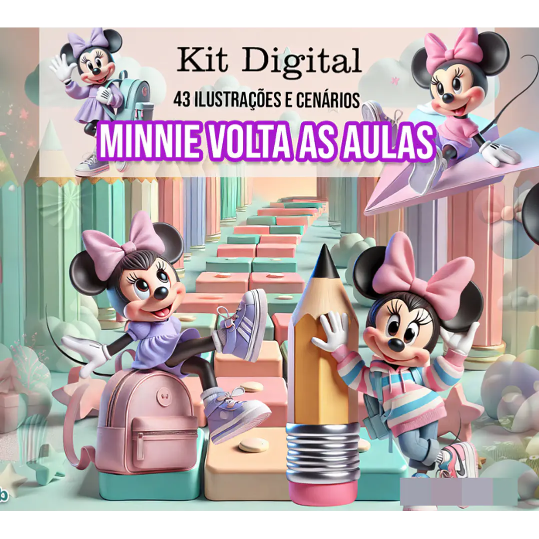 Kit Digital Minnie Volta as Aulas Arquivo em Png   1