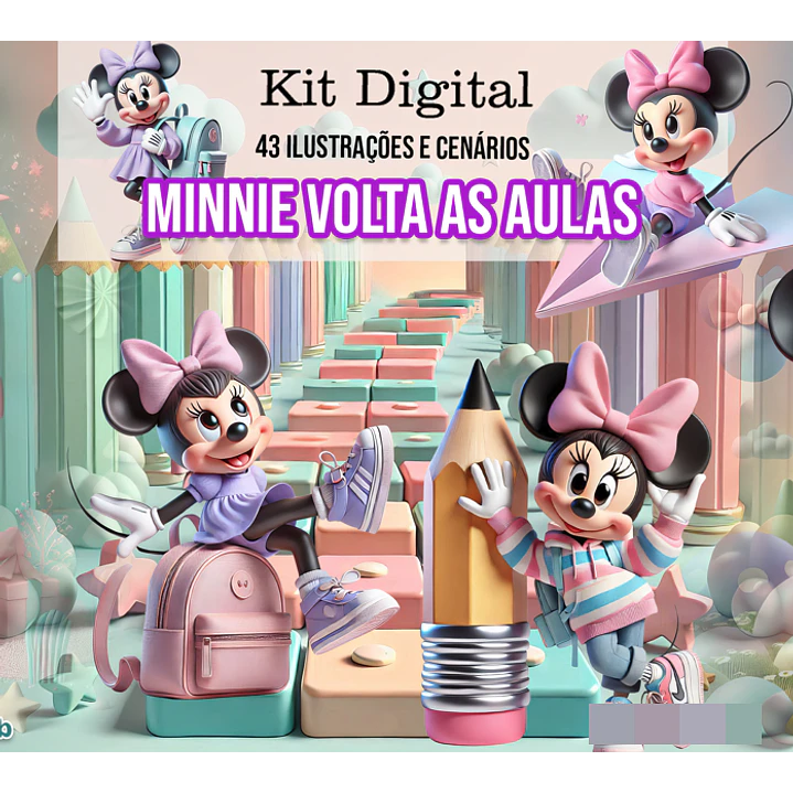 Kit Digital Minnie Volta as Aulas Arquivo em Png   1