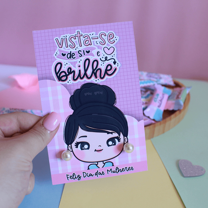 Arquivos Card para brinco Dia da Mulher Kit Digital Pdf e Png 5