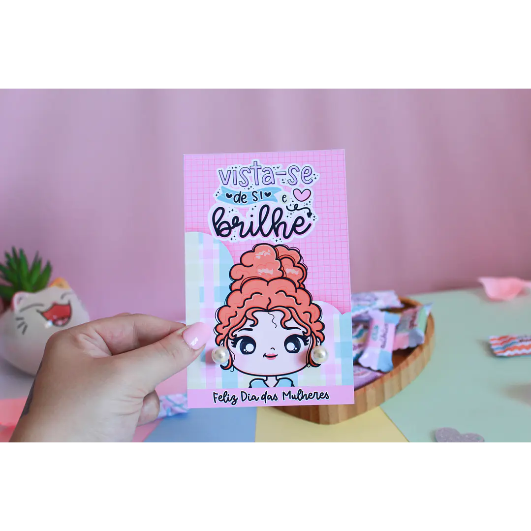 Arquivos Card para brinco Dia da Mulher Kit Digital Pdf e Png 15