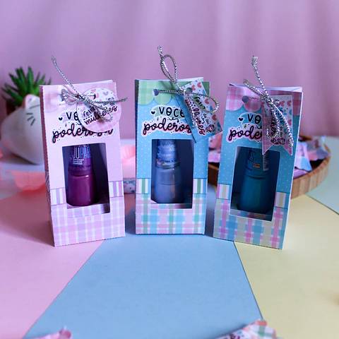 Arquivos Caixinha para esmalte Dia da Mulher Kit Digital Pdf e Png