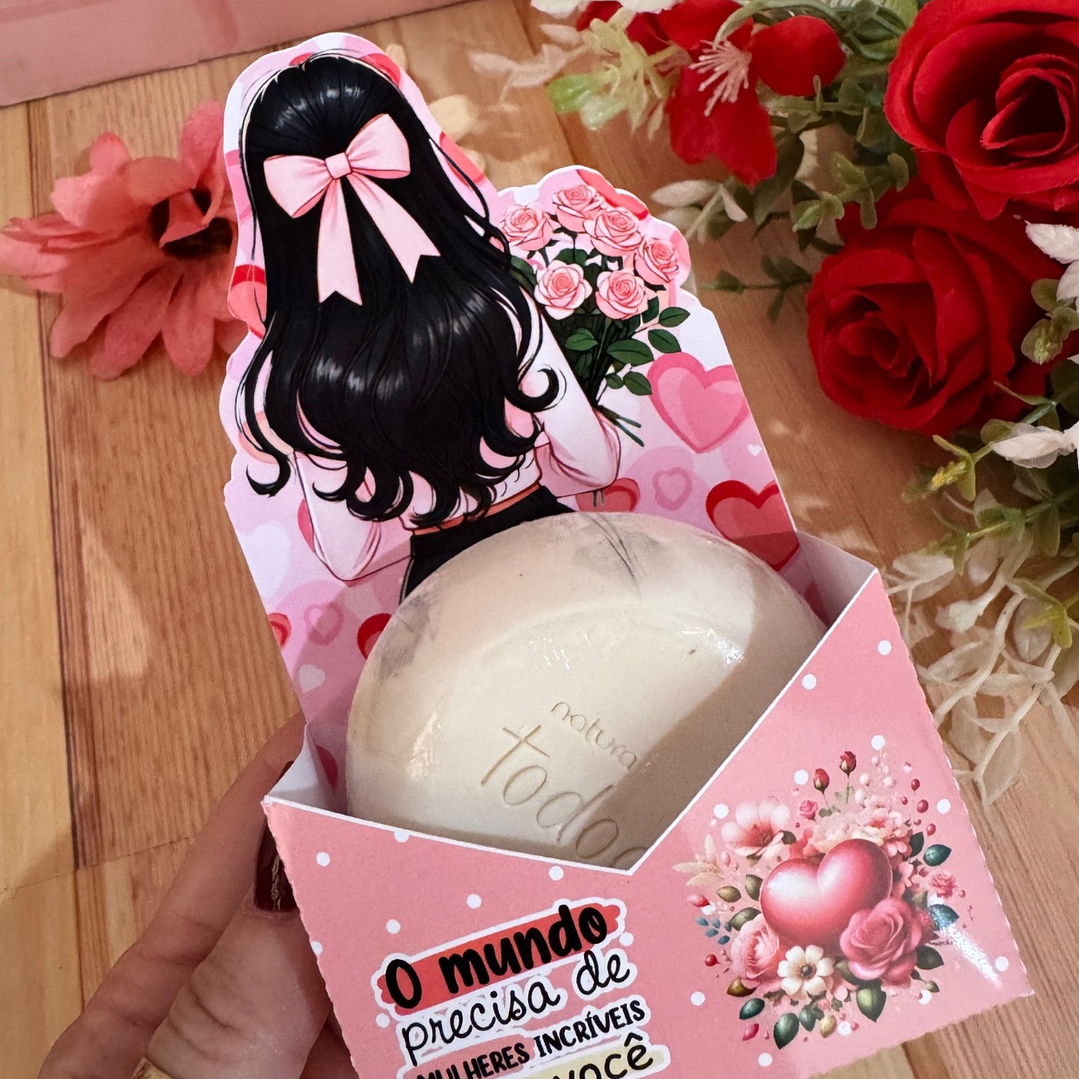 Arquivo Caixa de Sabonete Dia da Mulher Kit Digital em Studio Pdf e Png 1