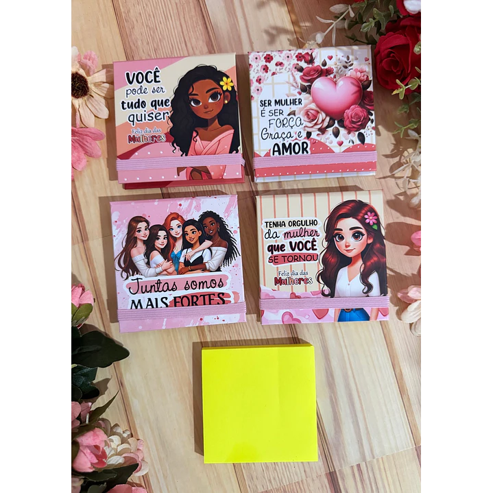 Arquivo Porta Post It 76mm Dia da Mulher Kit Digital em Studio Pdf e Png 1