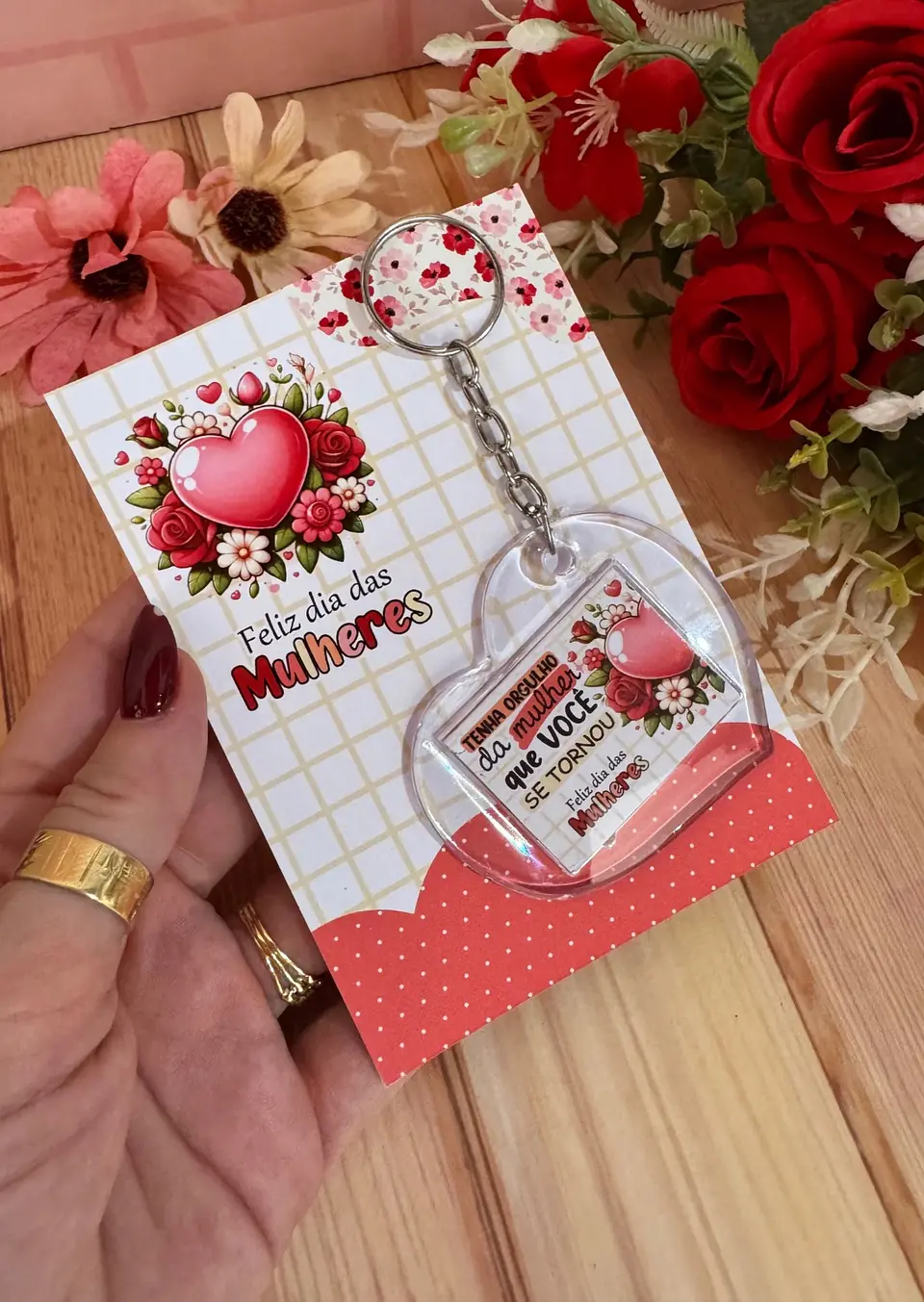Arquivo Chaveiro Coração Acrílico Dia da Mulher Kit Digital em Studio Pdf e Png 3