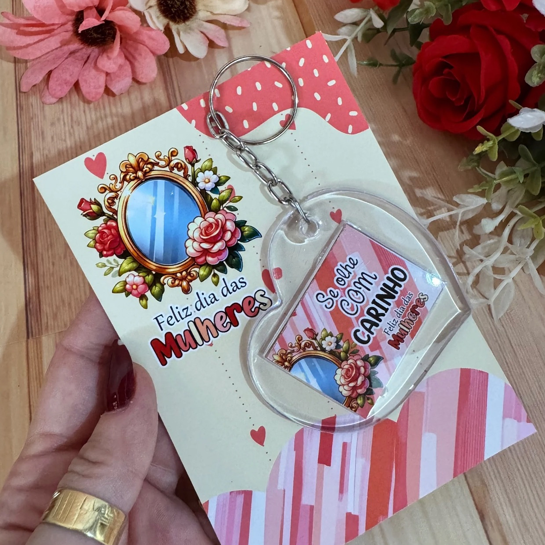 Arquivo Chaveiro Coração Acrílico Dia da Mulher Kit Digital em Studio Pdf e Png 4