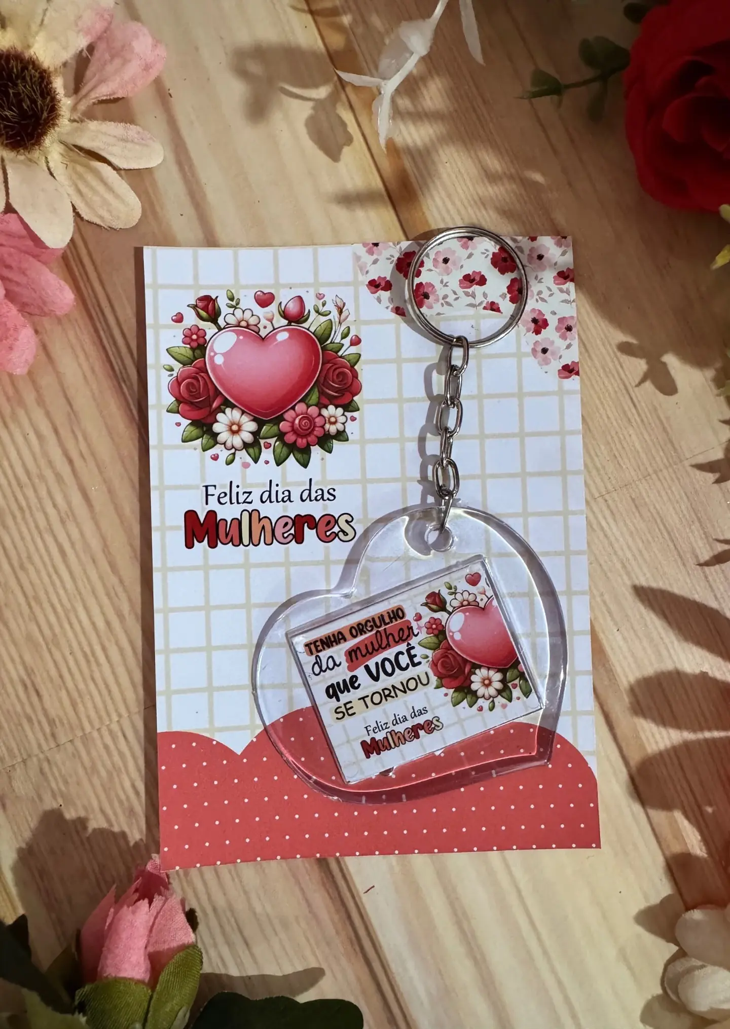 Arquivo Chaveiro Coração Acrílico Dia da Mulher Kit Digital em Studio Pdf e Png 5