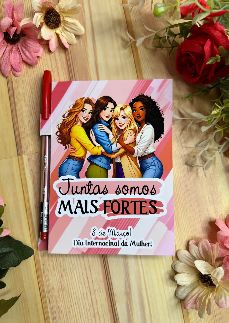 Arquivo Capa Bloquinho A6 com Caneta Dia da Mulher Kit Digital em Studio Pdf e Png 2