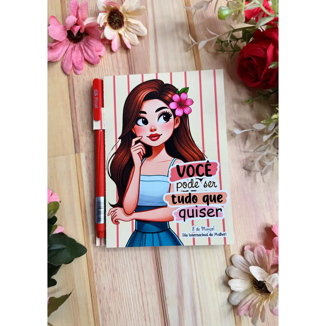 Arquivo Capa Bloquinho A6 com Caneta Dia da Mulher Kit Digital em Studio Pdf e Png 3