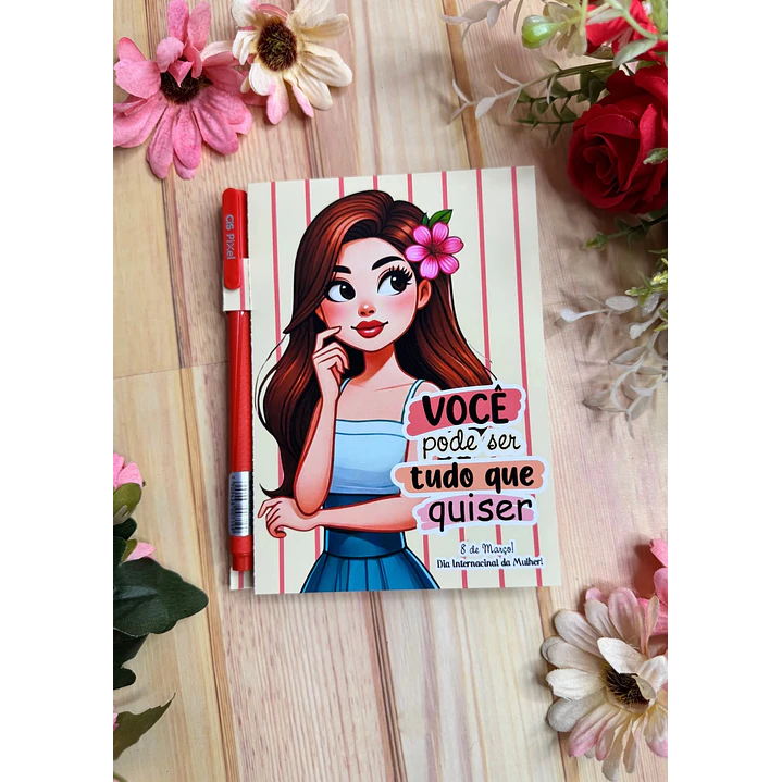 Arquivo Capa Bloquinho A6 com Caneta Dia da Mulher Kit Digital em Studio Pdf e Png 3