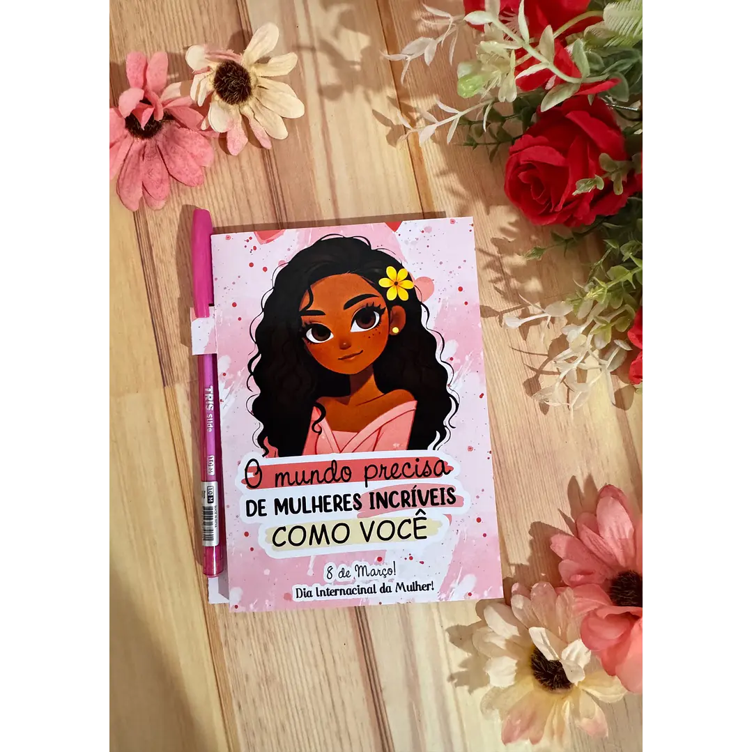 Arquivo Capa Bloquinho A6 com Caneta Dia da Mulher Kit Digital em Studio Pdf e Png 4