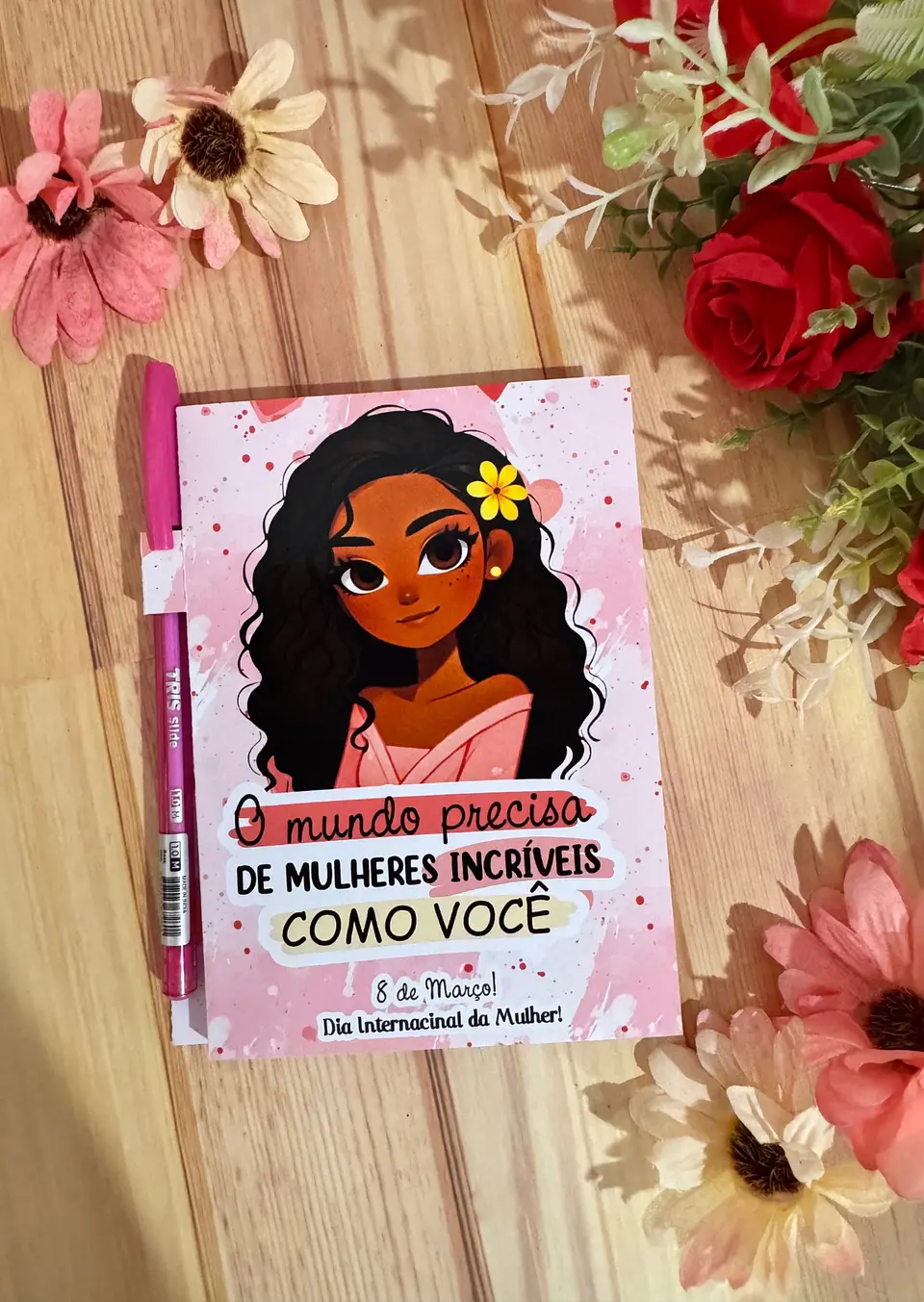 Arquivo Capa Bloquinho A6 com Caneta Dia da Mulher Kit Digital em Studio Pdf e Png 4