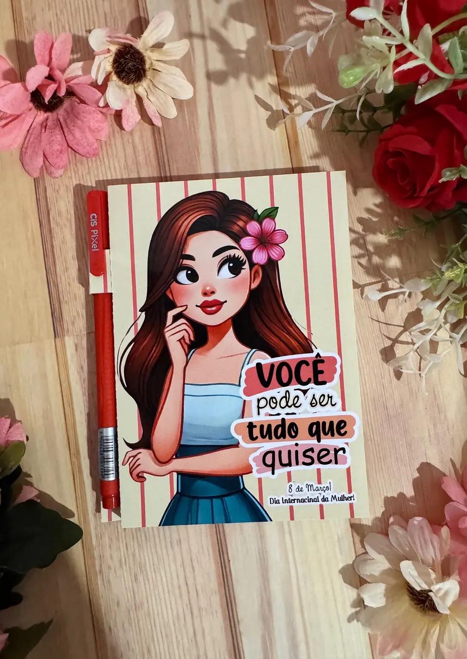 Arquivo Capa Bloquinho A6 com Caneta Dia da Mulher Kit Digital em Studio Pdf e Png 5