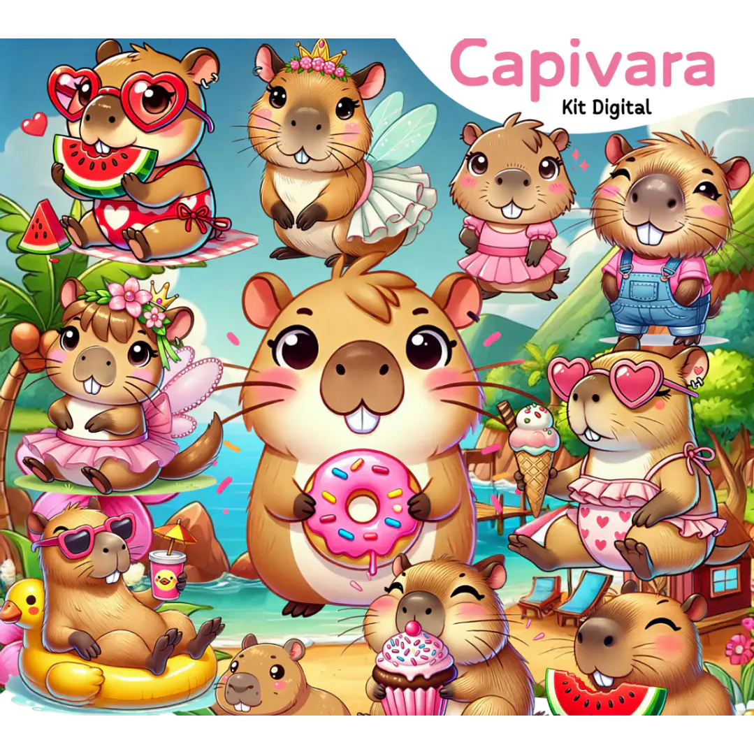 Kit Digital Capivara em Png 1