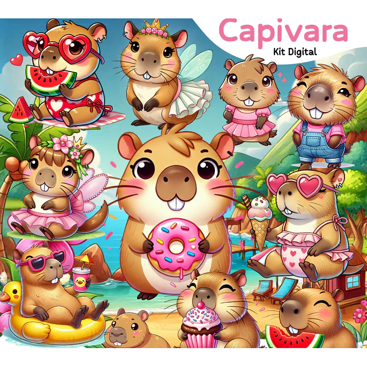 Kit Digital Capivara em Png 1