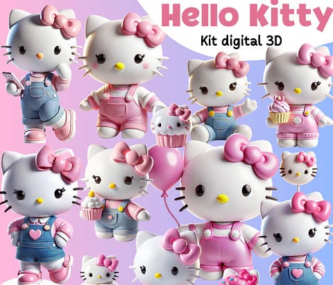 Kit Digital Hello Kitty em Png
