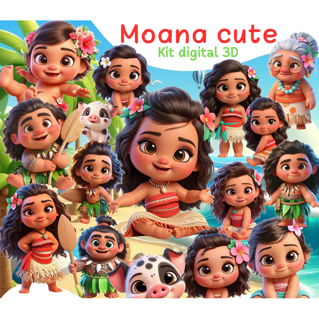 Kit Digital Moana Cute em Png  1