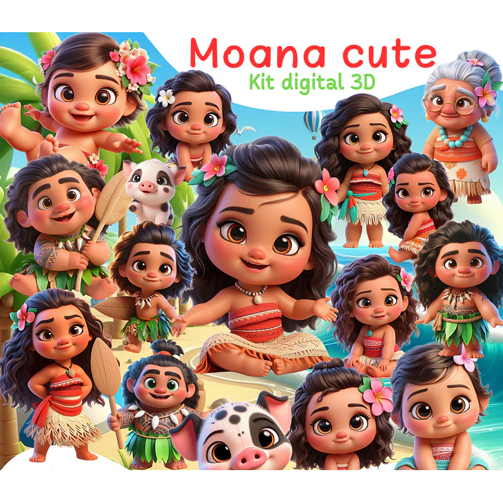 Kit Digital Moana Cute em Png  1
