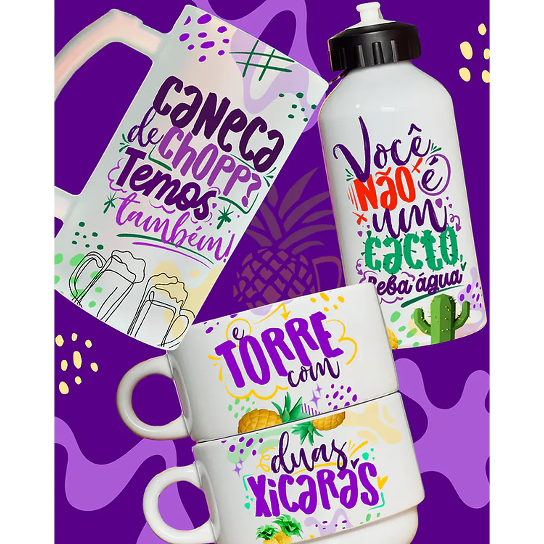Arquivos Mockups Diversos Para Sublimação Canecas, Garrafas, Squeeze, Torre de Xicaras, Copo Chopp em Editável 2