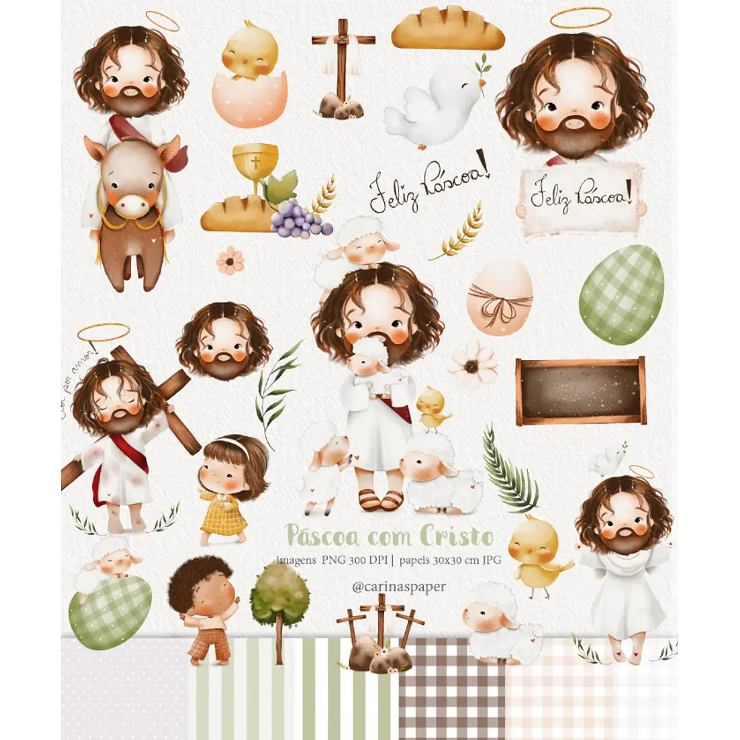 Kit Digital Páscoa com Cristo Aquarelado Png   1
