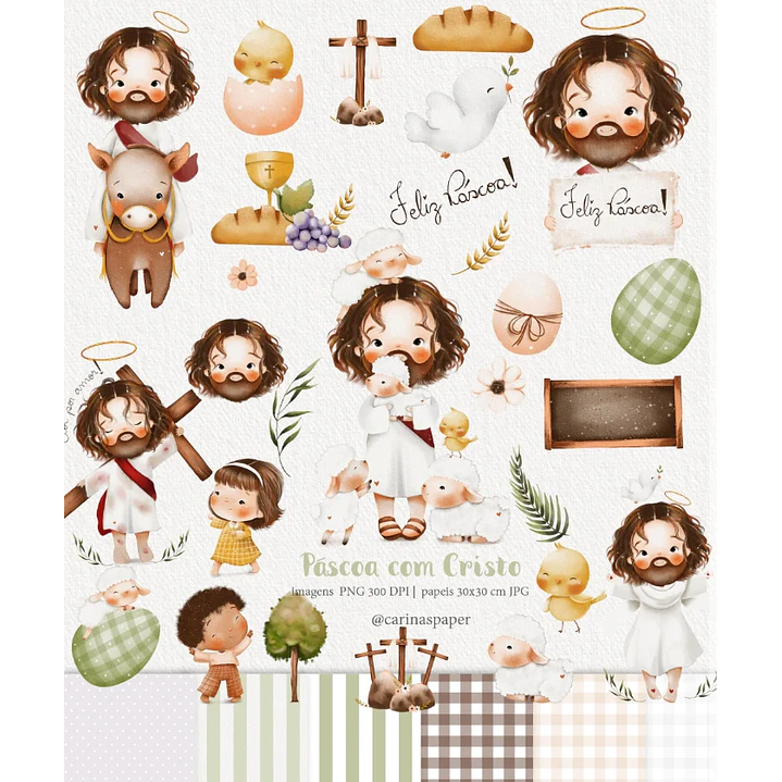 Kit Digital Páscoa com Cristo Aquarelado Png   1