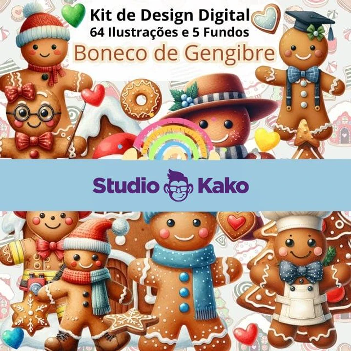 Kit Digital Boneco de Gengibre Png  1