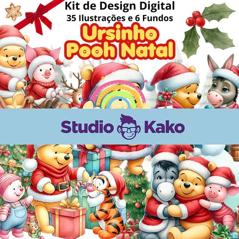 Kit Digital Ursinho Pooh Natal  Png 