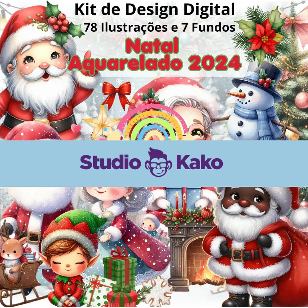 Kit Digital Papai Noel Natal Png  1