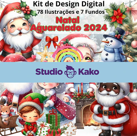 Kit Digital Papai Noel Natal Png 
