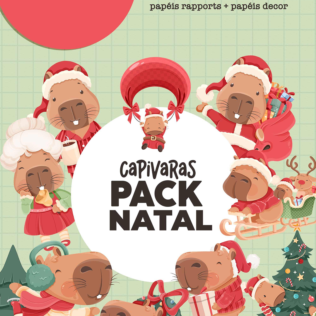 Kit Digital Capivara Natal Png  1