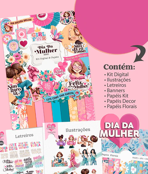 Kit Digital Dia das Mulheres Png  
