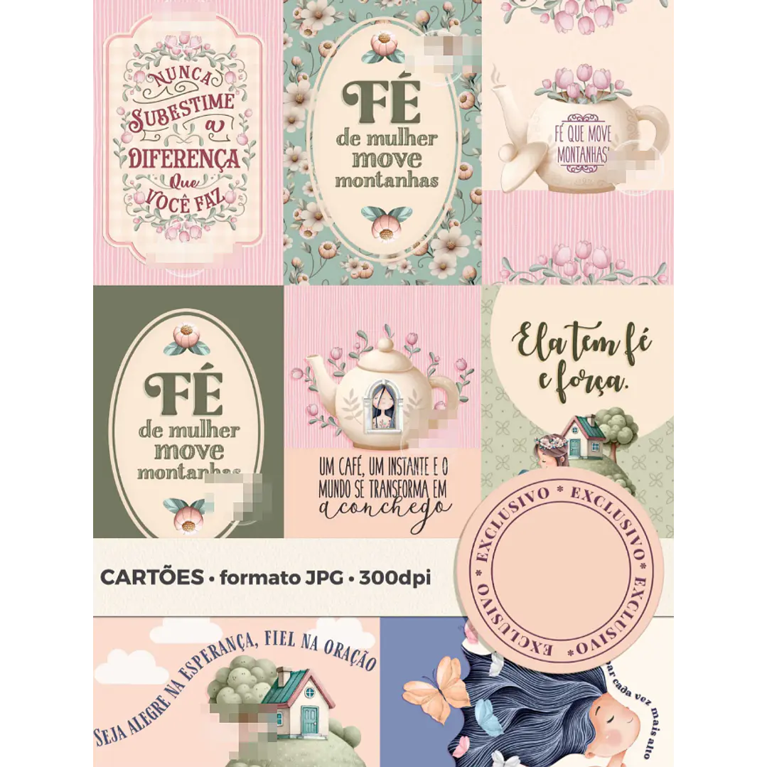 Kit Digital Fé Menina Frases Png  3