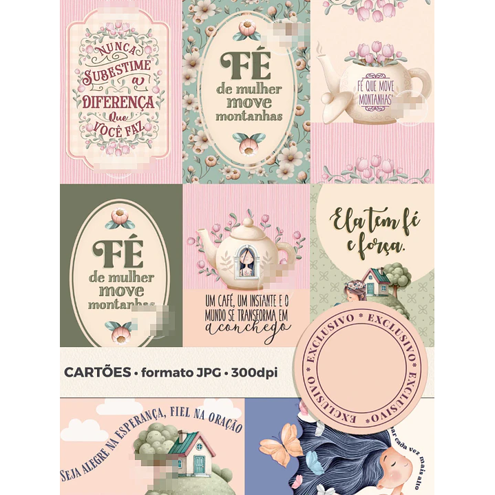 Kit Digital Fé Menina Frases Png  3