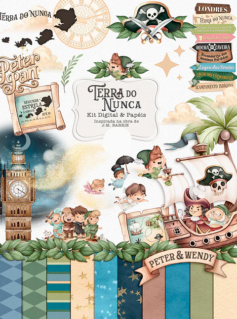 Kit Digital Terra do Nunca Png 
