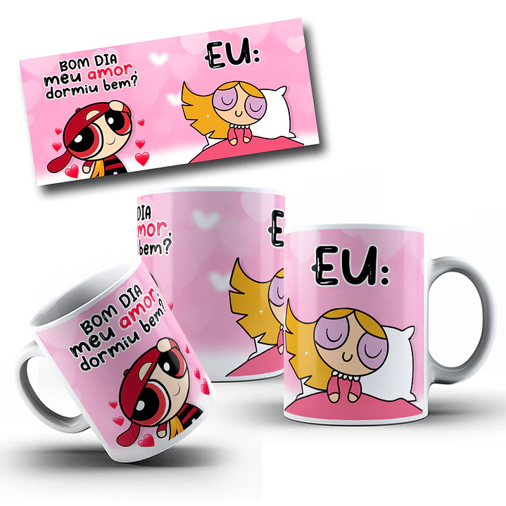 Artes Caneca Florzinha Bom dia meu amor dormiu bem? Arquivo em Jpg  1