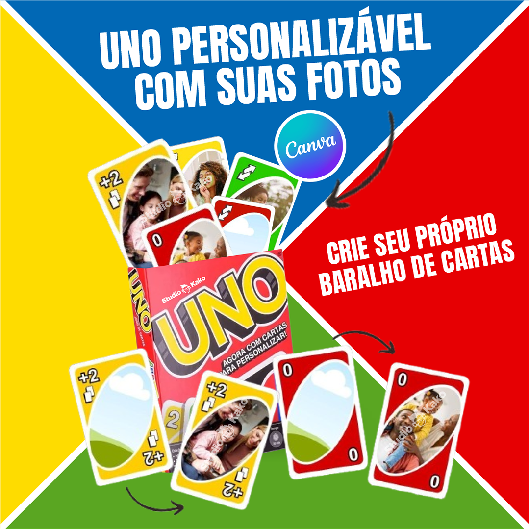 UNO Personalizado Editavel no Canva Adicione Suas Fotos e Frases Favoritas! Crie e Personalize Agora Mesmo! 1