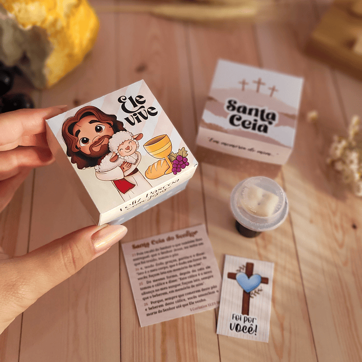 Arquivo de Corte Caixinha Caixa Santa Ceia Páscoa Cristã - Baixar PNG e PDF para Personalizar 1