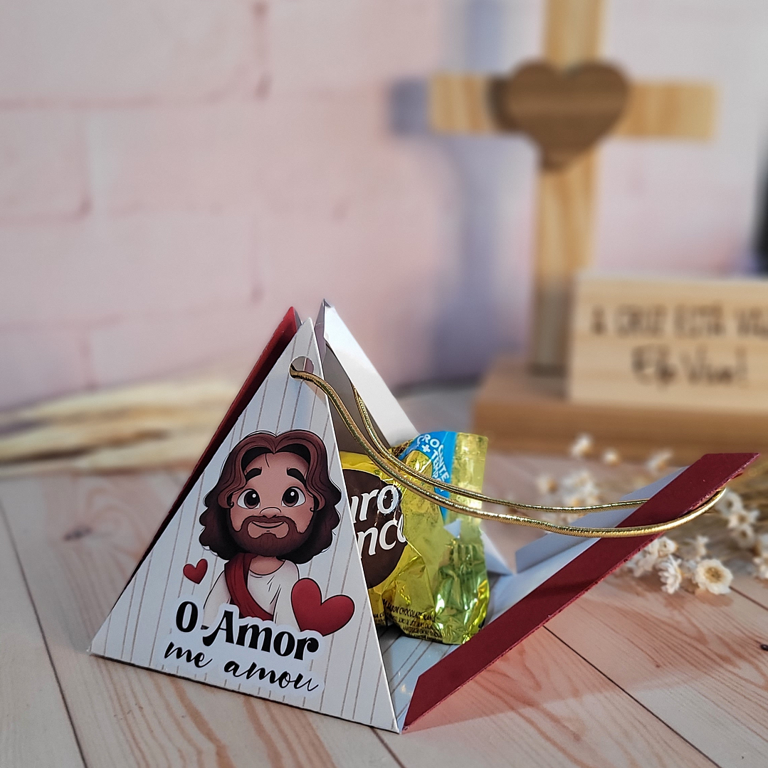 Arquivo de Corte Caixa Pirâmide Páscoa Cristã - Baixar PNG e PDF para Personalizar 1