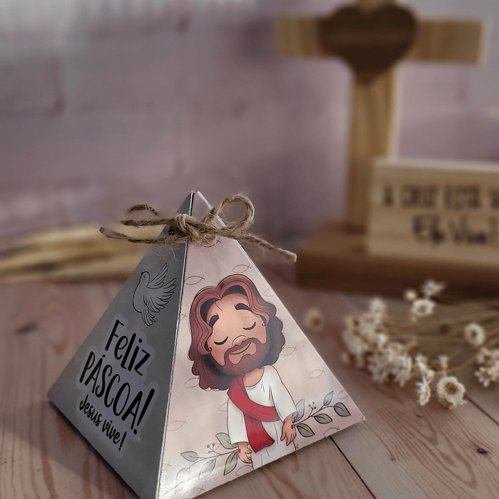 Arquivo de Corte Caixa Pirâmide Páscoa Cristã - Baixar PNG e PDF para Personalizar 7