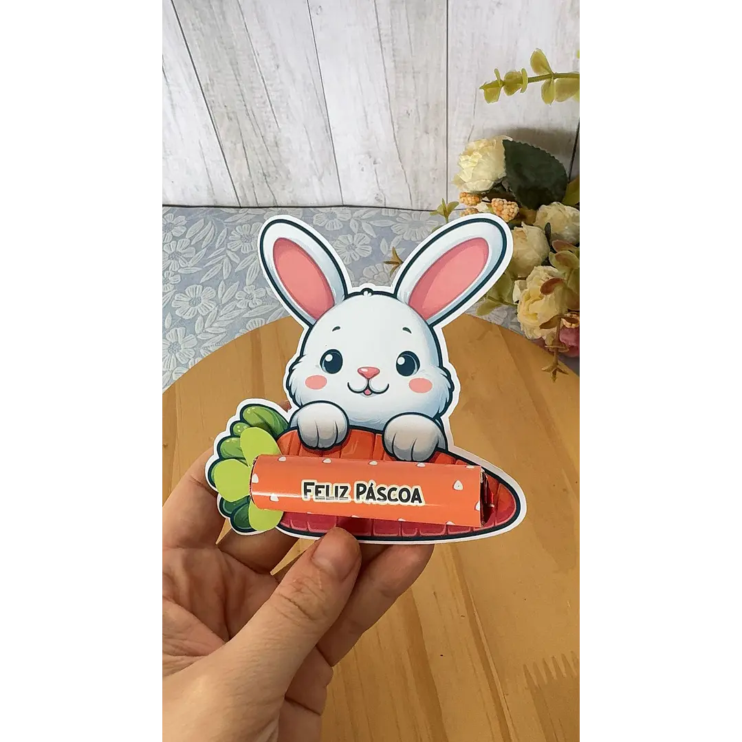 Baixar Arquivo de Corte Cartão Coelho Cenoura Card Páscoa - PNG e PDF para Personalizar 1