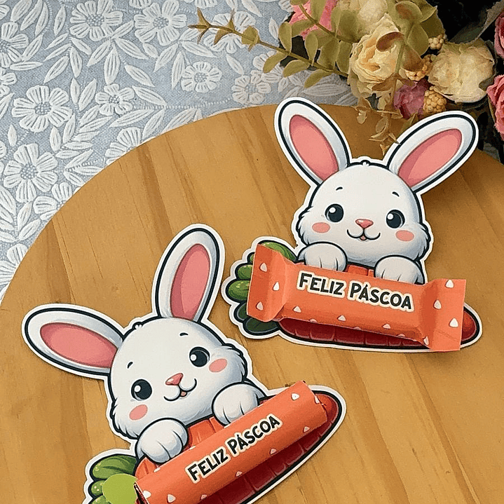 Baixar Arquivo de Corte Cartão Coelho Cenoura Card Páscoa - PNG e PDF para Personalizar 2
