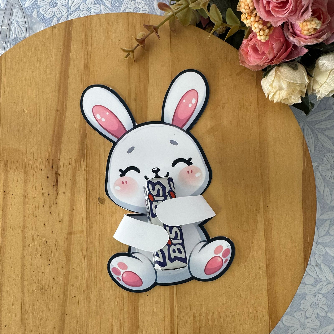 Baixar Arquivo de Corte Coelho Abraça Mimos Páscoa - PNG e PDF para Personalizar 2