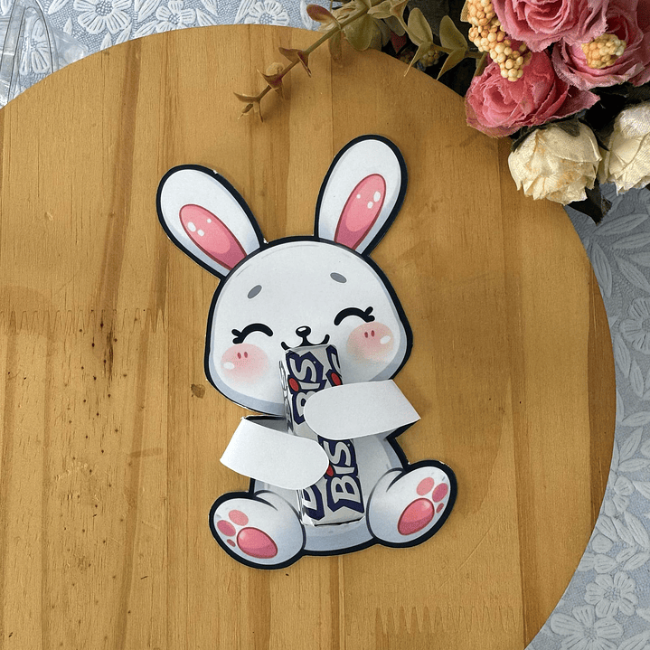 Baixar Arquivo de Corte Coelho Abraça Mimos Páscoa - PNG e PDF para Personalizar 2