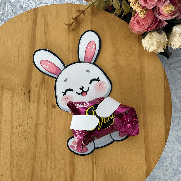 Baixar Arquivo de Corte Coelho Abraça Mimos Páscoa - PNG e PDF para Personalizar 3