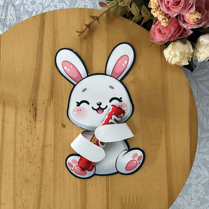 Baixar Arquivo de Corte Coelho Abraça Mimos Páscoa - PNG e PDF para Personalizar 4