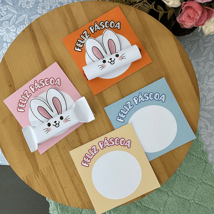 Baixar Arquivo de Corte Coelho Cartão Card Balinha Páscoa - PNG e PDF para Personalizar 2