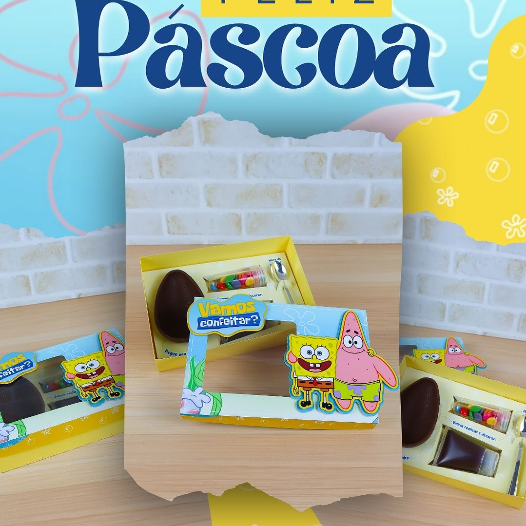 6 Artes para Caixa Conveiteiro Pascoa Personagens Arquivo em Studio 2