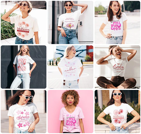 20 Artes para Caneca e Camisa Dia das Mulheres Arquivo Editável